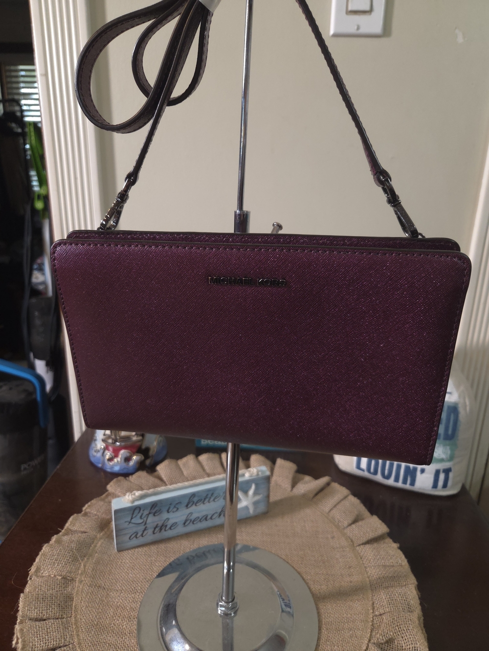 NWOT Michael Kors Plum Sparkle  Crossbody Bag